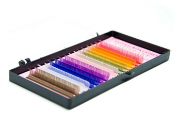 Einzelwimpern Regenbogen farbig Box 12mm C 0.12mm